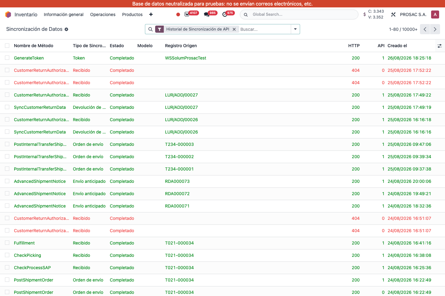 Data sync history list