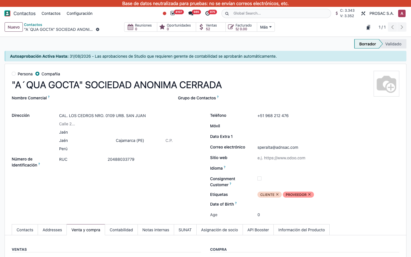 Contact Venta y compra tab