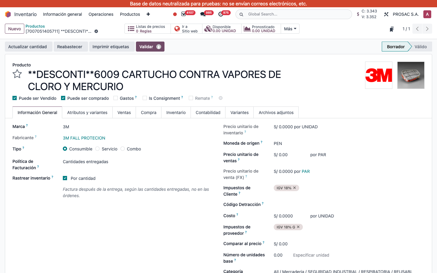 Product form with Marca and Fabricante