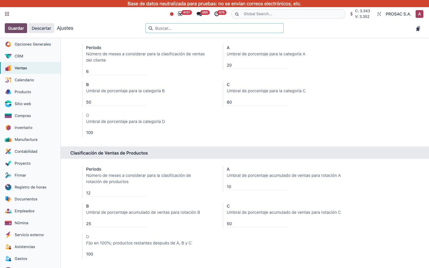 Sales settings product ranking