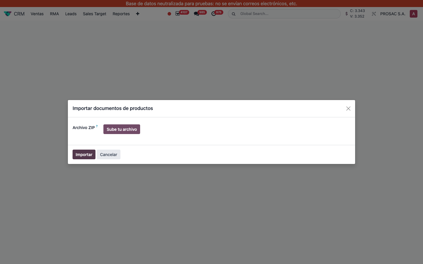 Import product documents wizard