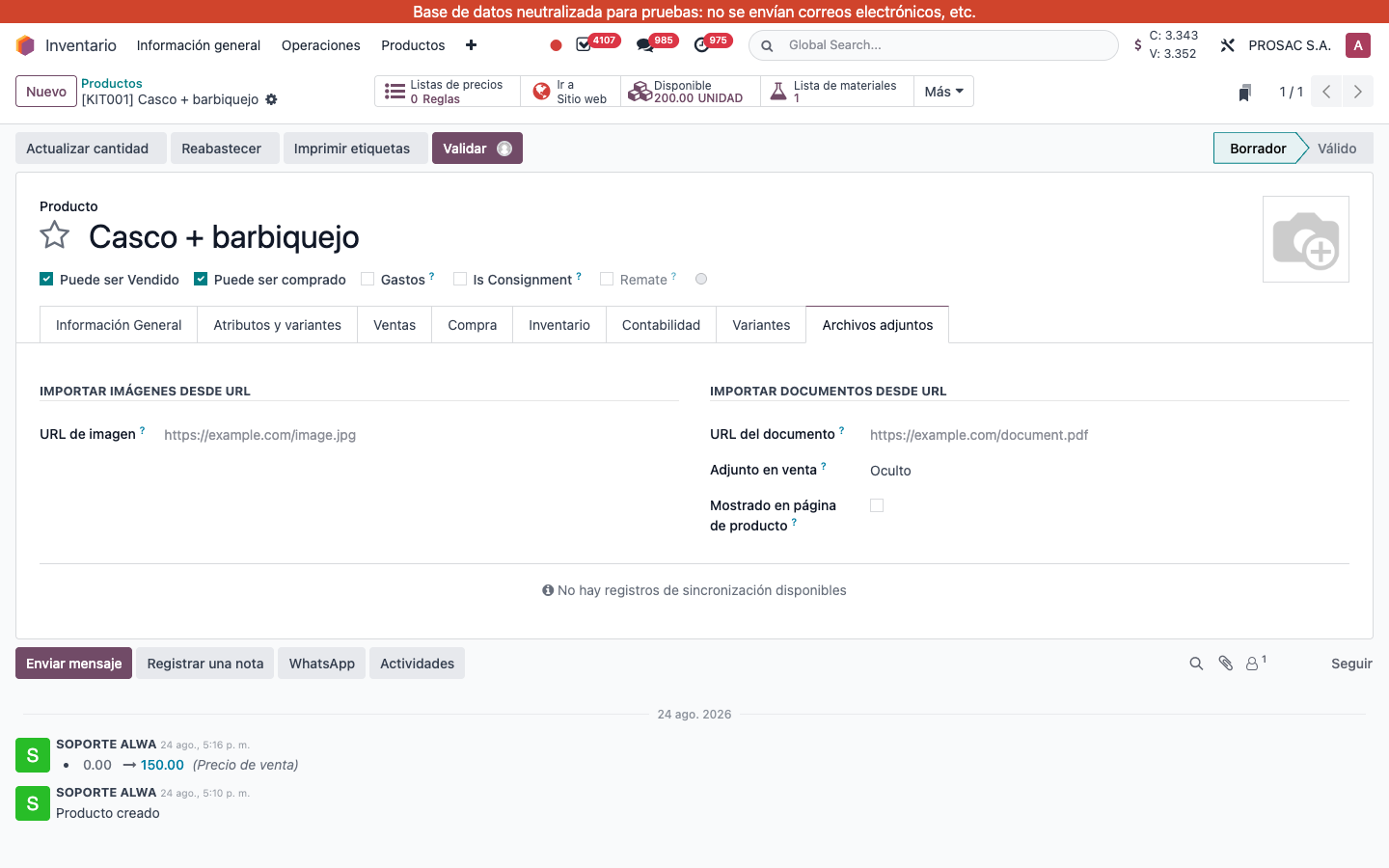 Product Attachments tab URL import