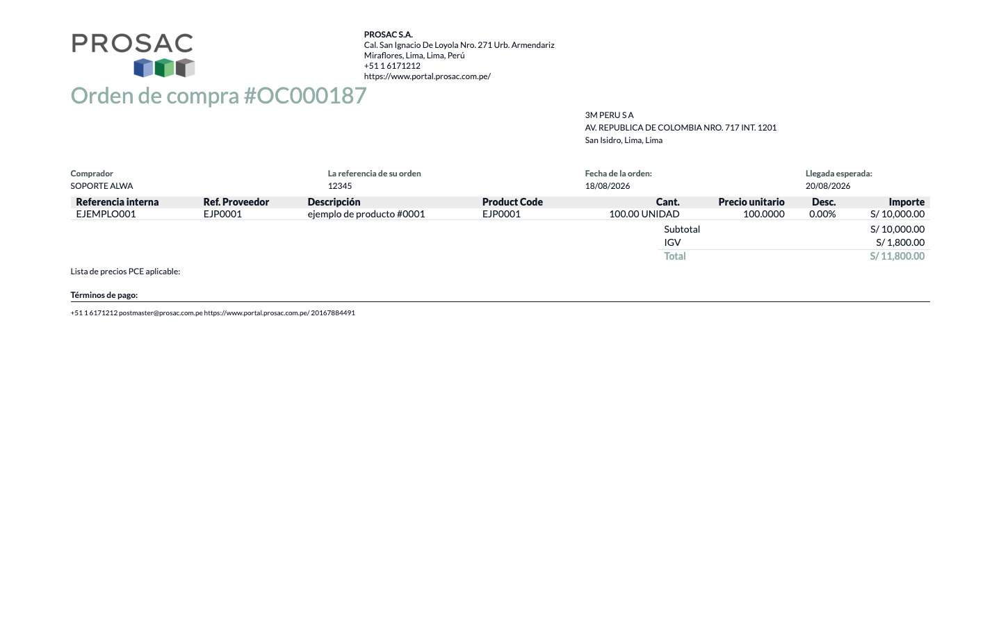 Purchase order PDF with dual references