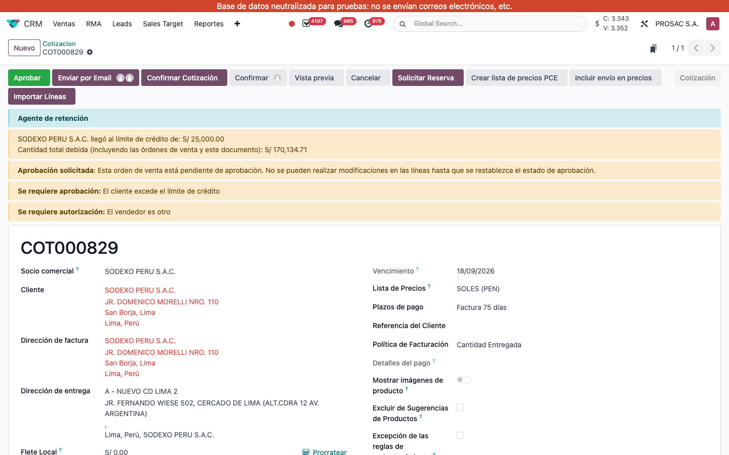 COT000829 over credit limit banners