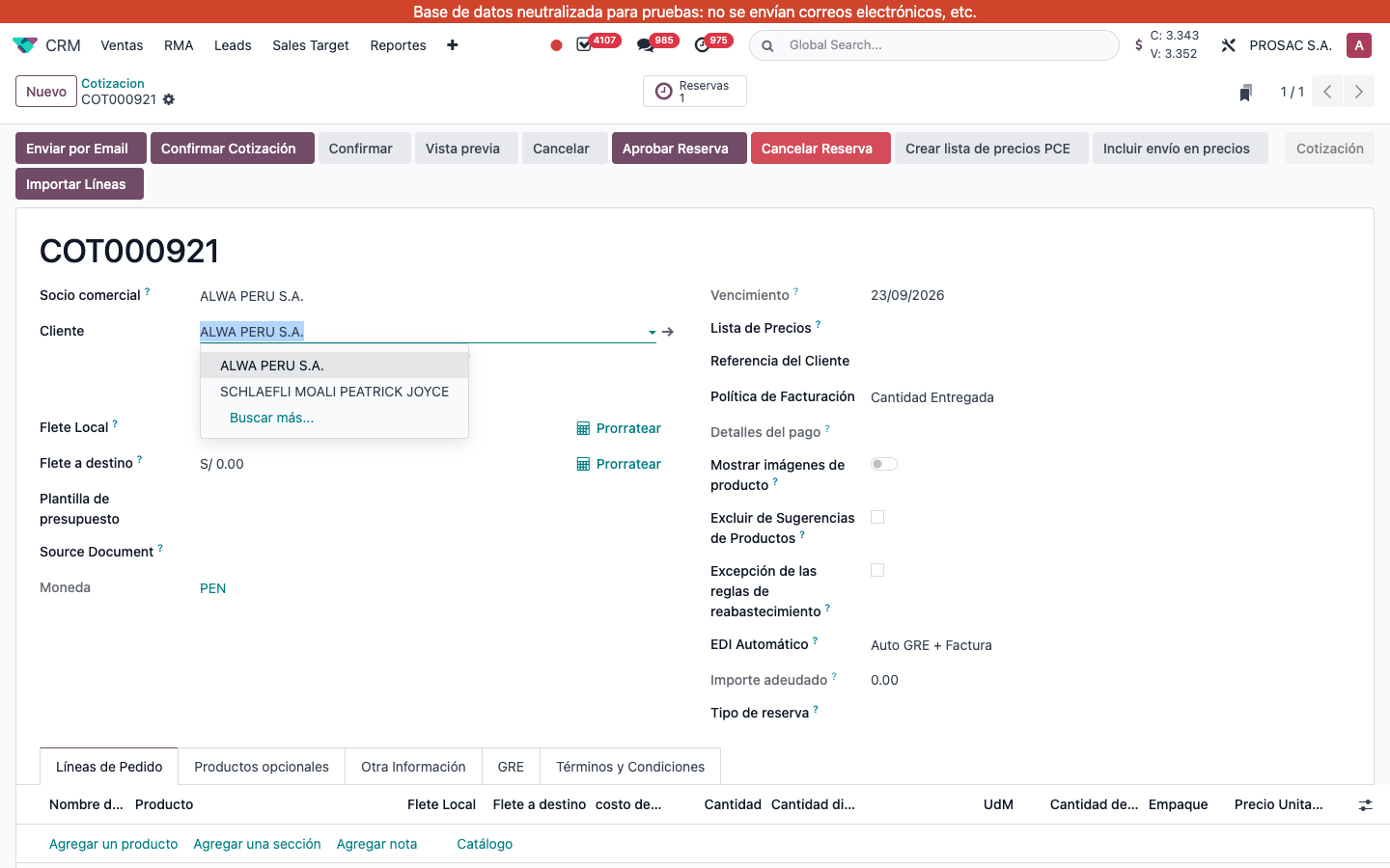Customer dropdown restricted to ALWA contacts