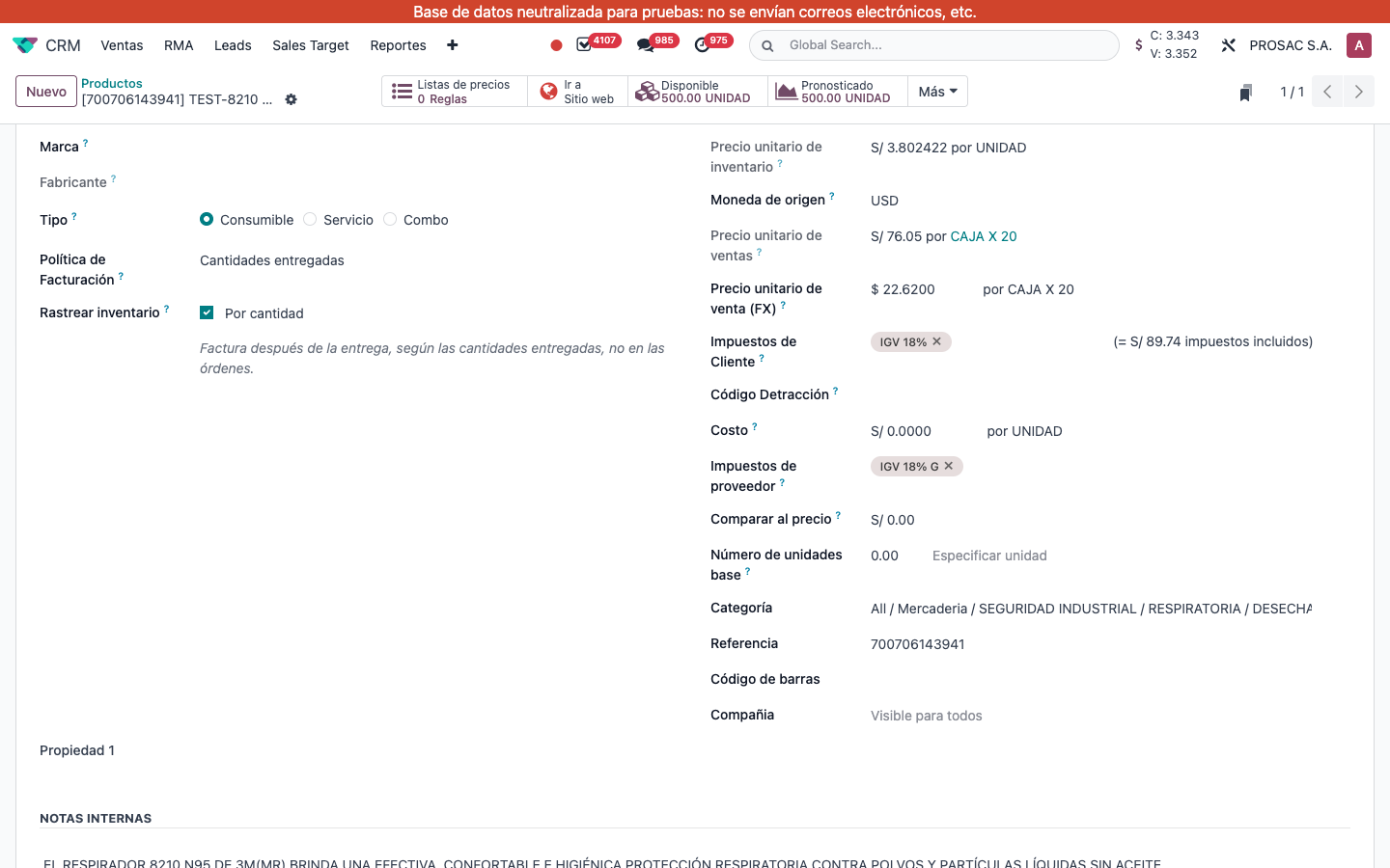 TEST-8210 sales UoM CAJA X 20 and FX