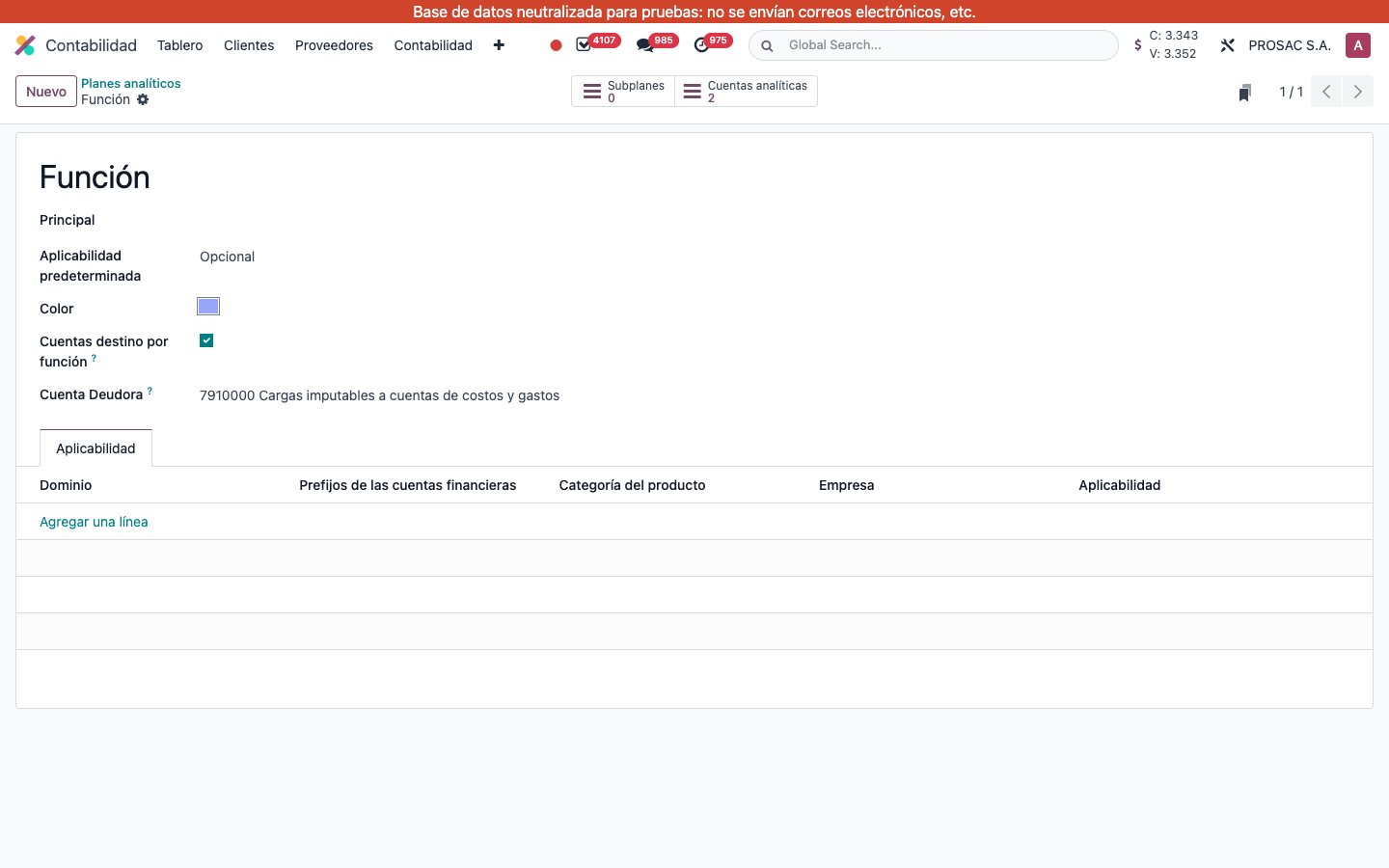 Analytic plan Función with target accounts by function
