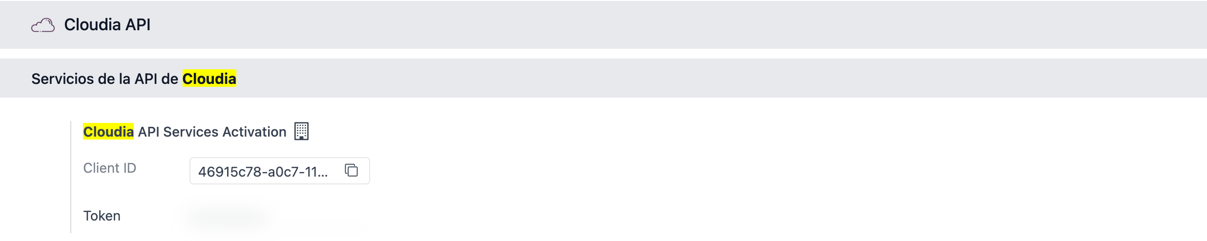 Cloudia API settings