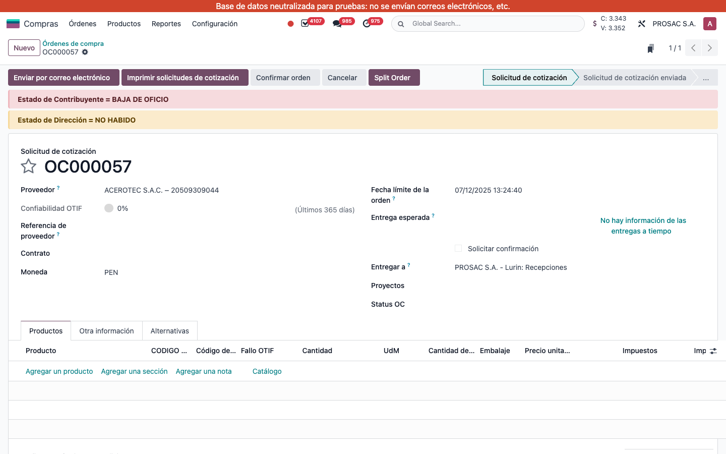 Purchase order taxpayer and address alerts