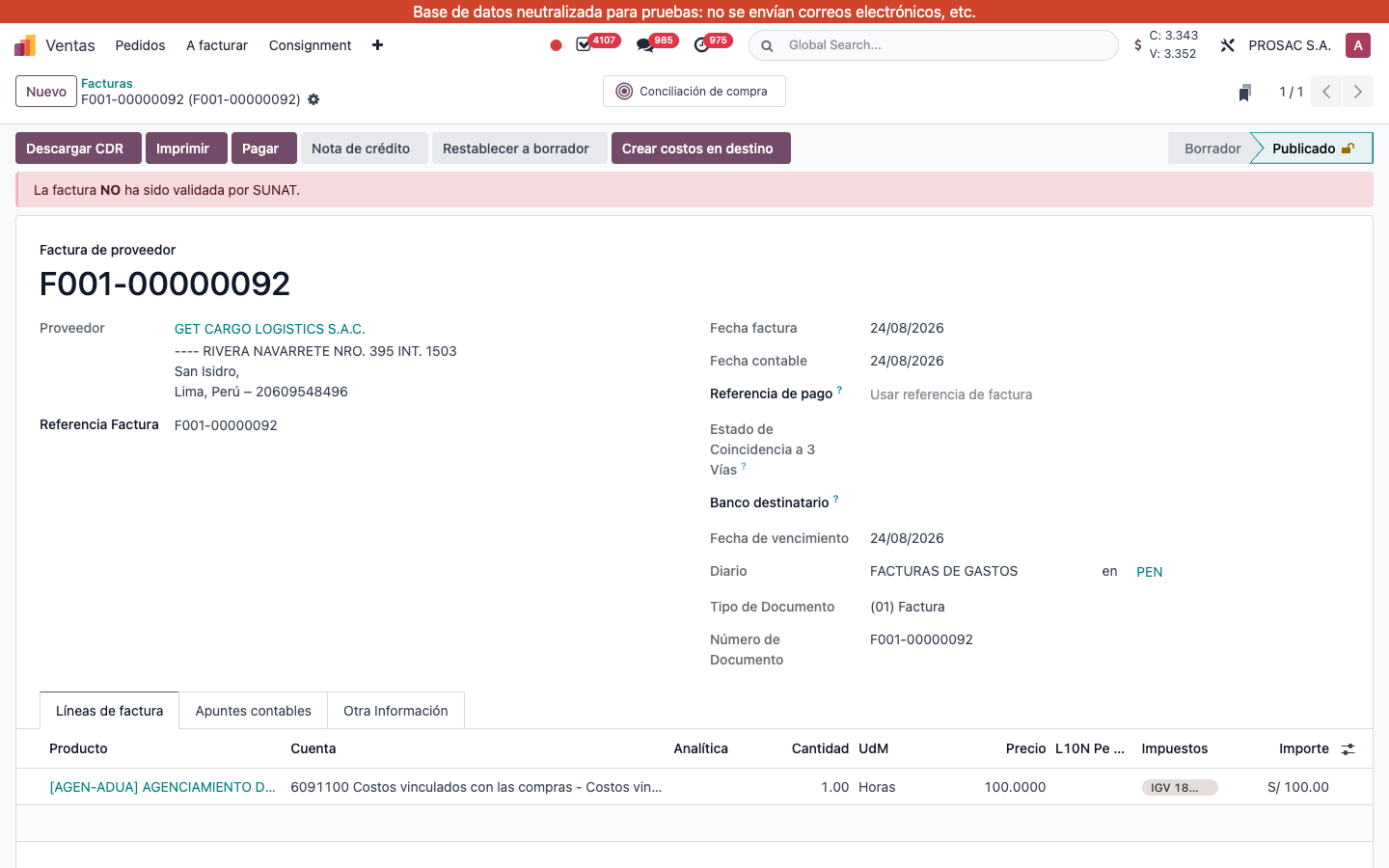 Download CDR on vendor bill
