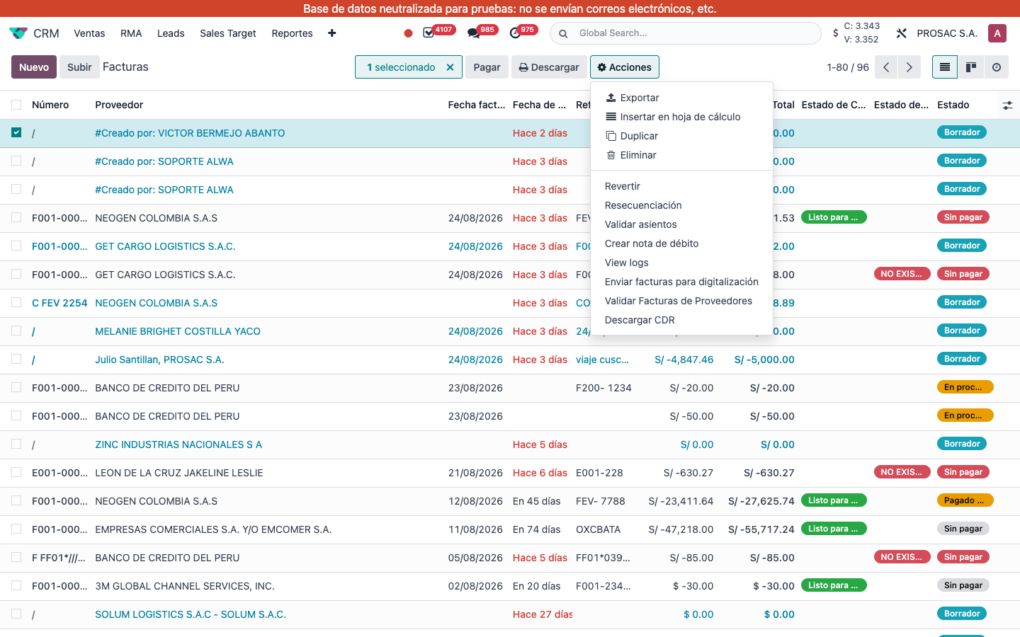 Action Validate Vendor Bills