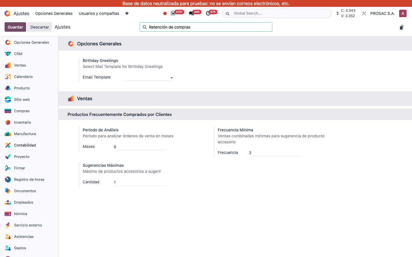 Accounting settings withholding
