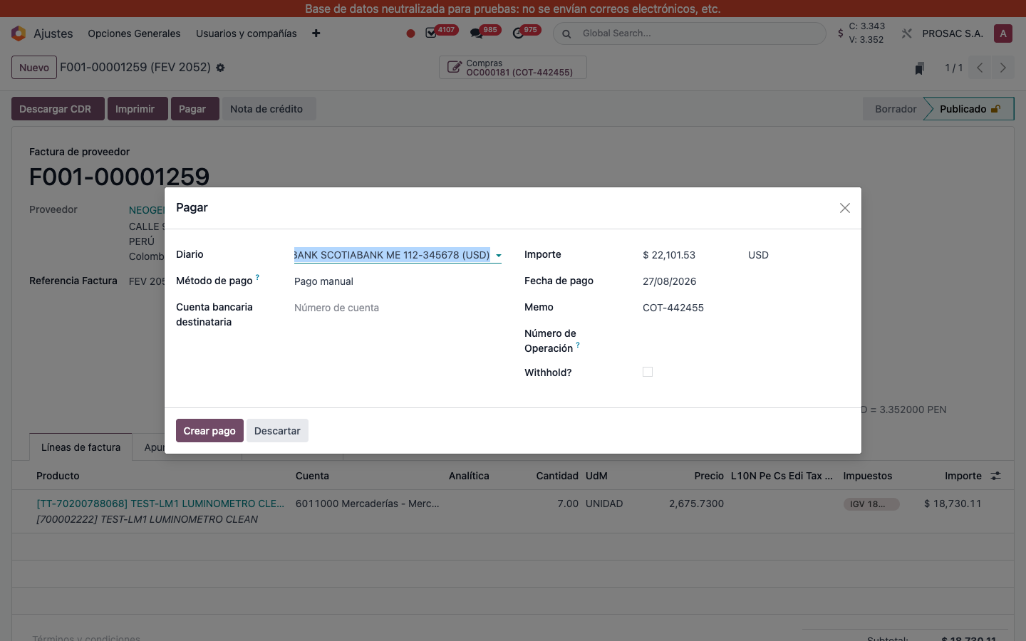Register payment wizard Withhold